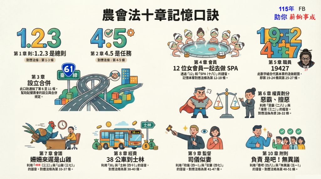 第1階段 農會法十章記憶心法
